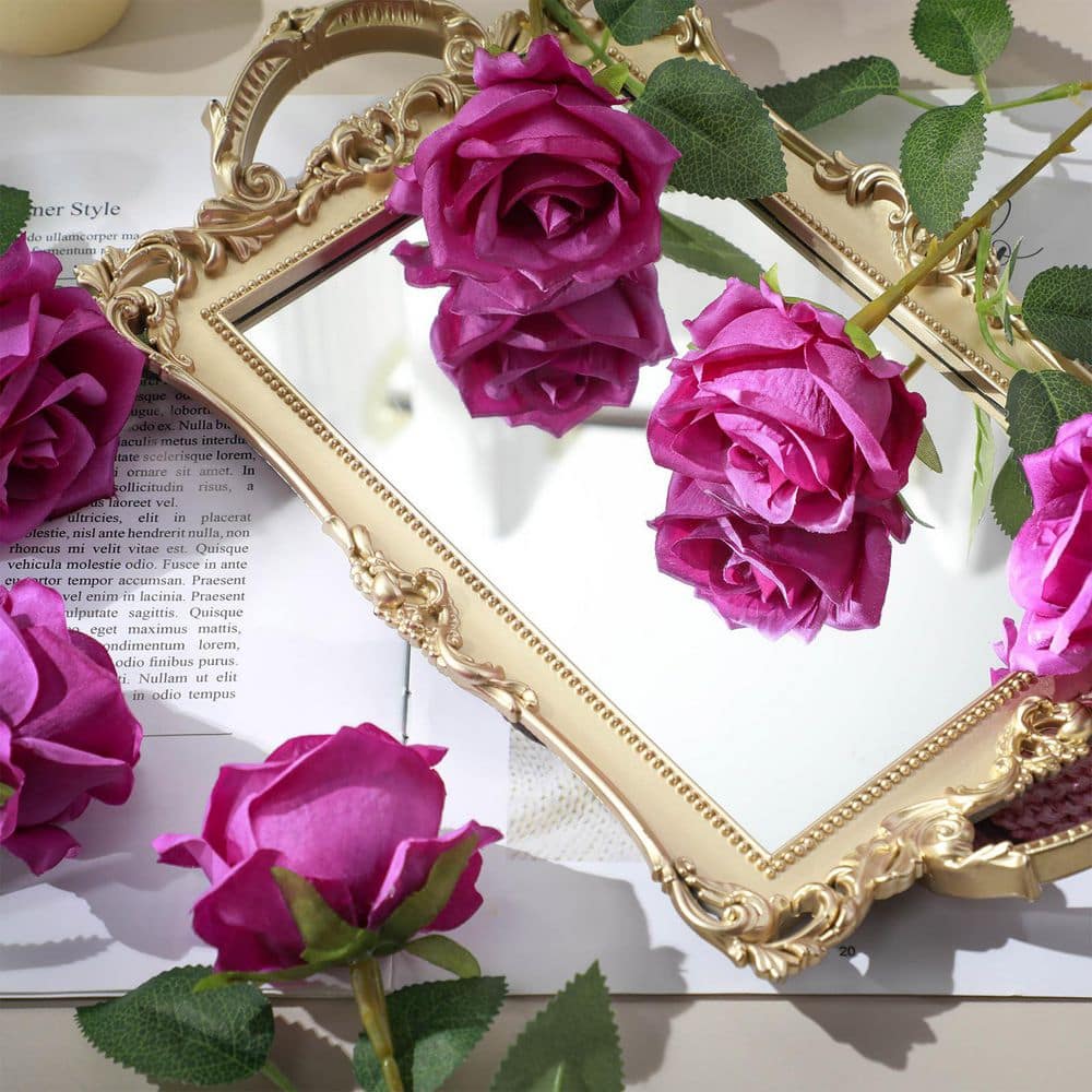 20 in. Purple Outdoor Artificial Rose Flower for Decoration (Set of 40)