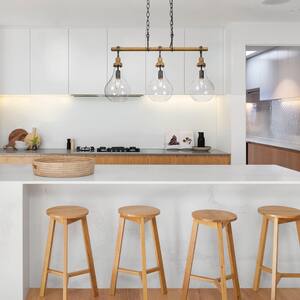 Farmhouse Black Dining Room Chandelier, Maya 3-Light Modern Kitchen Island Pendant Hanging Light with Teardrop Shades