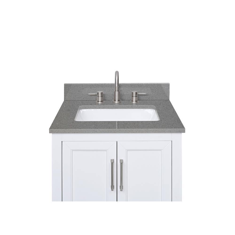 25'' Matte Gray Quartz Single Bathroom Vanity Top with Sink