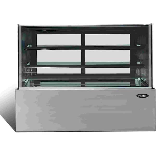 Biscayne Bay 71 in. 21.5 cu. ft. Commercial Bakery Display Case Refrigerator in Silver with 2-Adjustable Shelves and LED Lighting