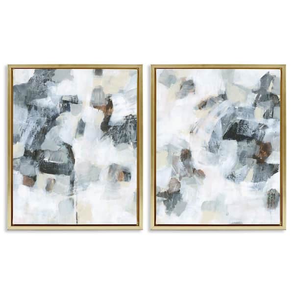 Stupell Industries Grey Faded Abstraction by June Erica Vess 2-Pieces Gold Floater Frame Abstract Graphic Art Print 31 in. x 25 in.