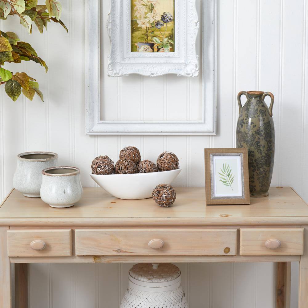 Brown Wicker Decorative Balls Set for Tabletop Display