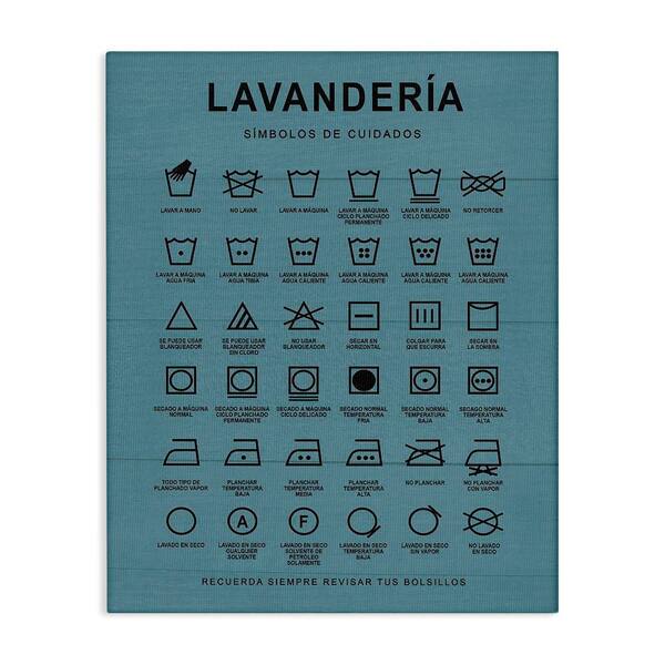 Stupell Industries Lavanderia Symbol Guide Blue by Lettered and Lined Gallery Wrapped Unframed Typography Graphic Art Print 40 in. x 30 in.