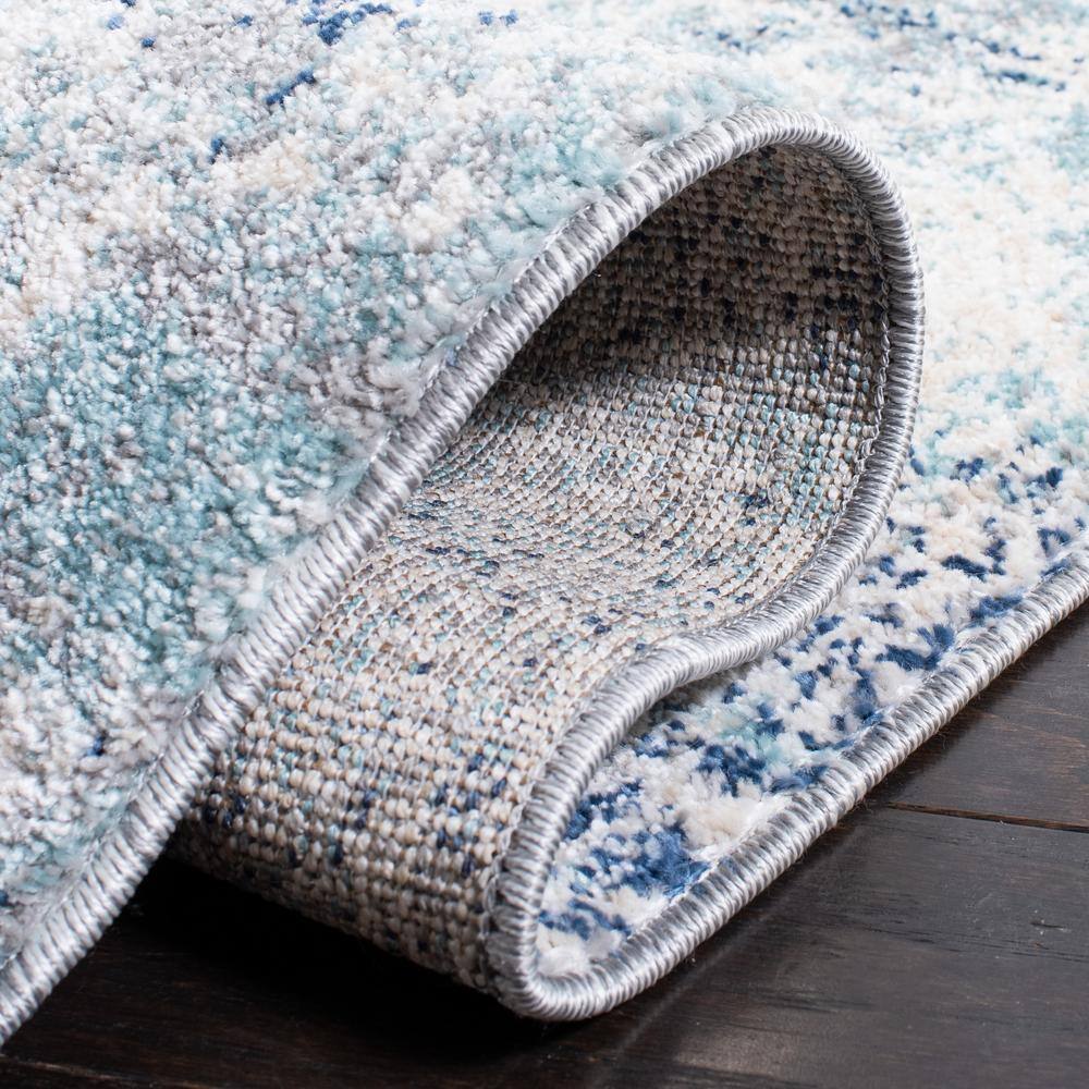 Blue Abstract Stain-Resistant Synthetic Area Rug 24" x 8"