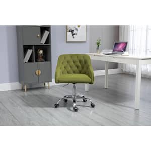 Green Faux Leather Chair Cute Computer Task Chair with Armrest and Backrest 360° Swivel Height Adjustable