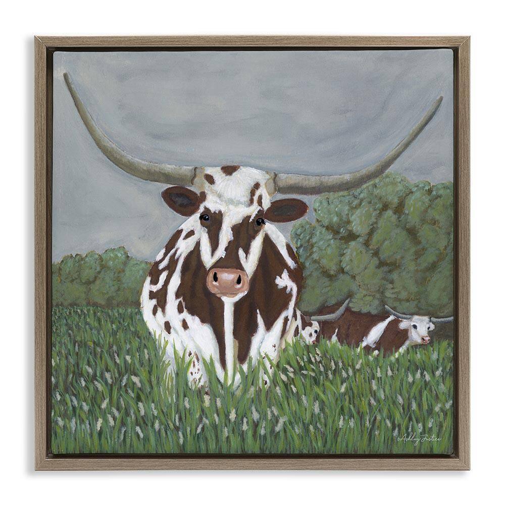 Spotted Longhorn in Nature by Ashley Justice Brown Floater Frame Animal Graphic Art Print 25 in. x 25 in. price history on PriceWatchPro