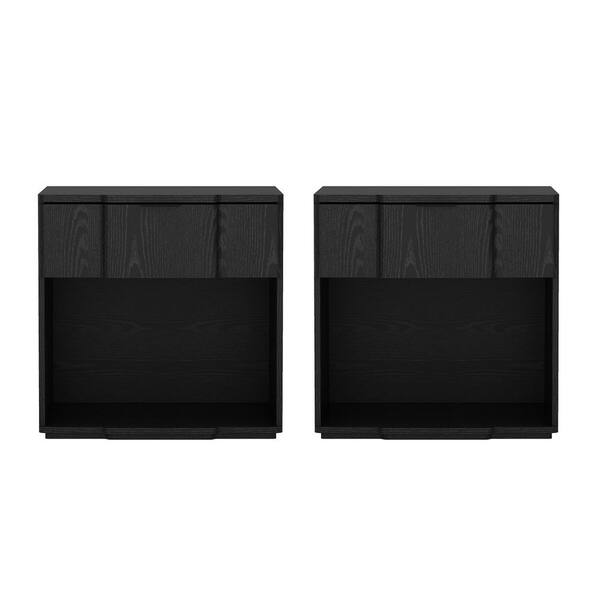 Manhattan Comfort Clive Mid-Century Modern Black 1-Drawer 22 in. W