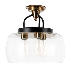 Varese 3-Light Bronze Semi-Flush Mount with Clear Glass Shade