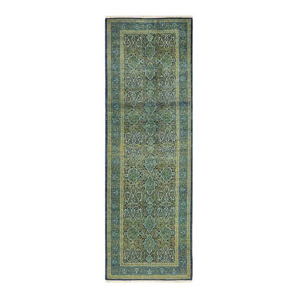 Solo Rugs Mogul One-of-a-Kind Traditional Blue 3 ft. 0 in. x 9 ft. 3 in. Ikat Area Rug