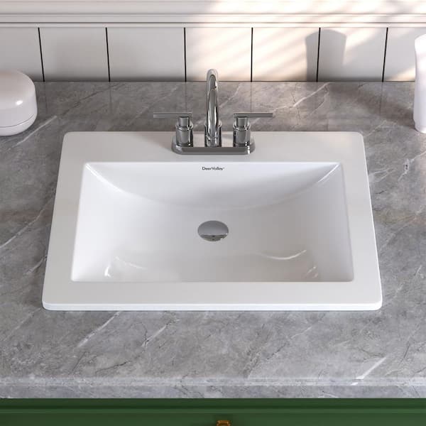 DEERVALLEY Rectangular 21 in. W Viterous China Drop-In Sink Bathroom ...