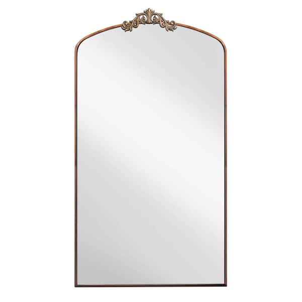 Unbranded Bronze 36 in. W x 66 in. H Oversized Vintage Arched Floor Mirror Metal Framed Full Length Mirror Dressing Mirror