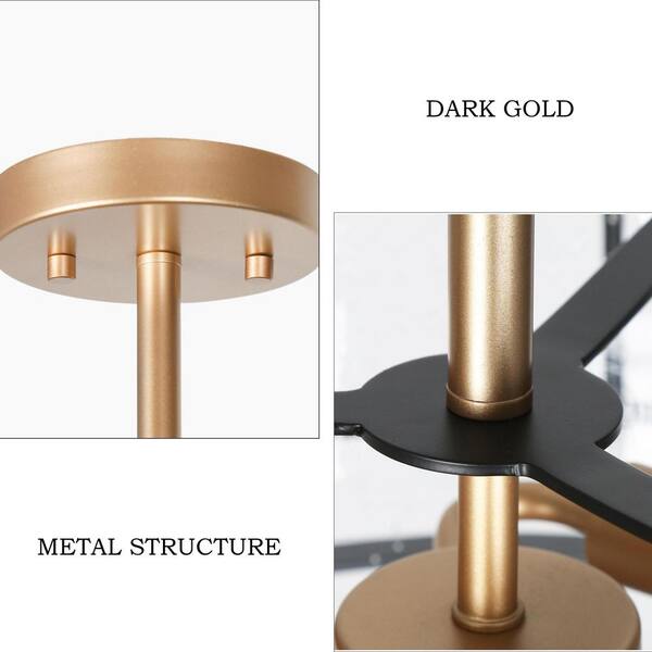 Zevni Modern 3-Light Dark Gold Semi-Flush Mount Light with