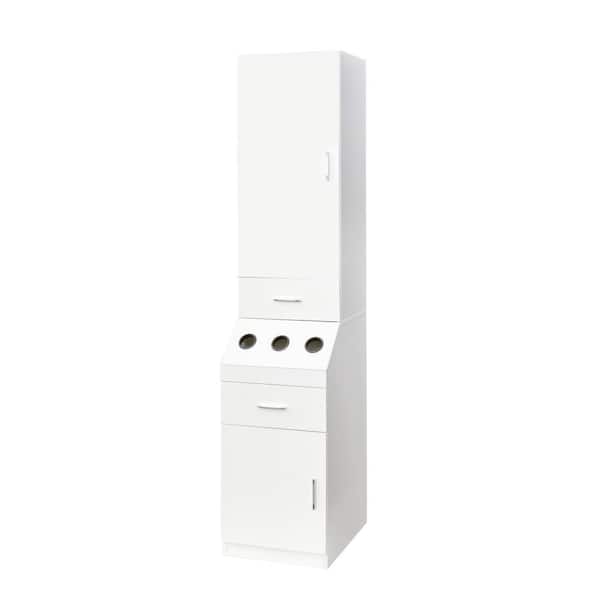 COWLOWN 15.75 in. W x 17.72 in. D x 71.26 in. H White Linen Cabinet Salon Station, Barber Stations with 3-Hot Tool Holders
