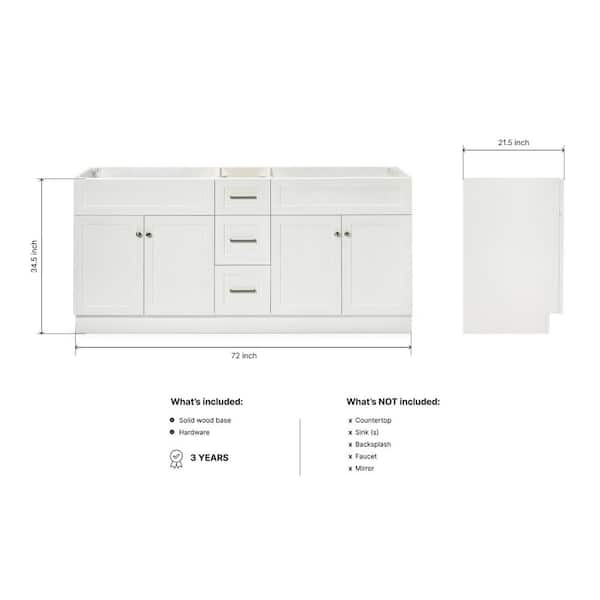 Hamlet 72 in. W x 21.5 in. D x 34.5 in. H Double Freestanding Bath Vanity Cabinet Only in White