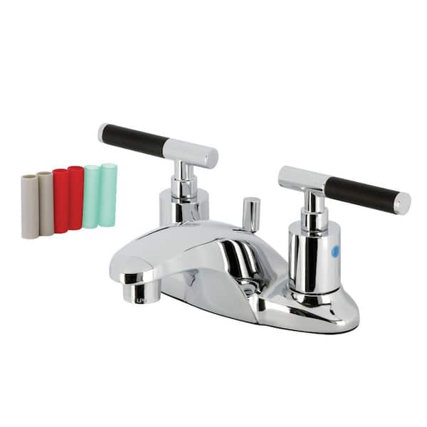 Kingston Brass Kaiser 4 in. Centerset 2-Handle Bathroom Faucet with Plastic Pop-Up in Polished Chrome