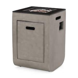 19.5 in. 30,000 BTU Square MGO Concrete Gas Outdoor Patio Fire Pit Table in Black plus Gray