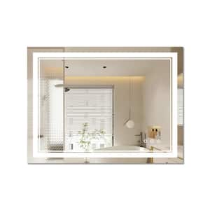 40 in. W x 32 in. H Rectangular Frameless Anti-Fog Dimmable LED Light Wall Bathroom Vanity Mirror in Silver