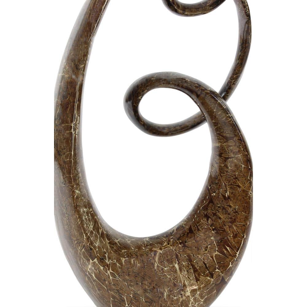 Abstract Brown Polystone Swirl Decorative Sculpture