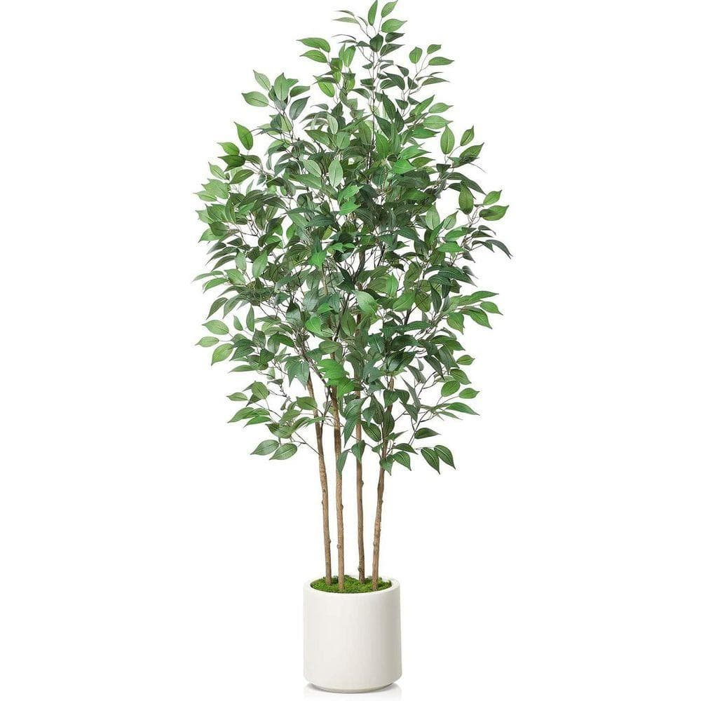 6 ft. Artificial Ficus Tree in Pot for Home Decor Indoor UM02OK