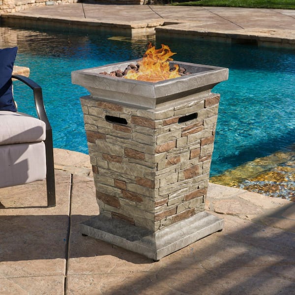 Stone Gray 19.5 in. x 29 in. Natural Gas Cylinder Light Weight Concrete Magnesium Oxide Fire Pit Kit