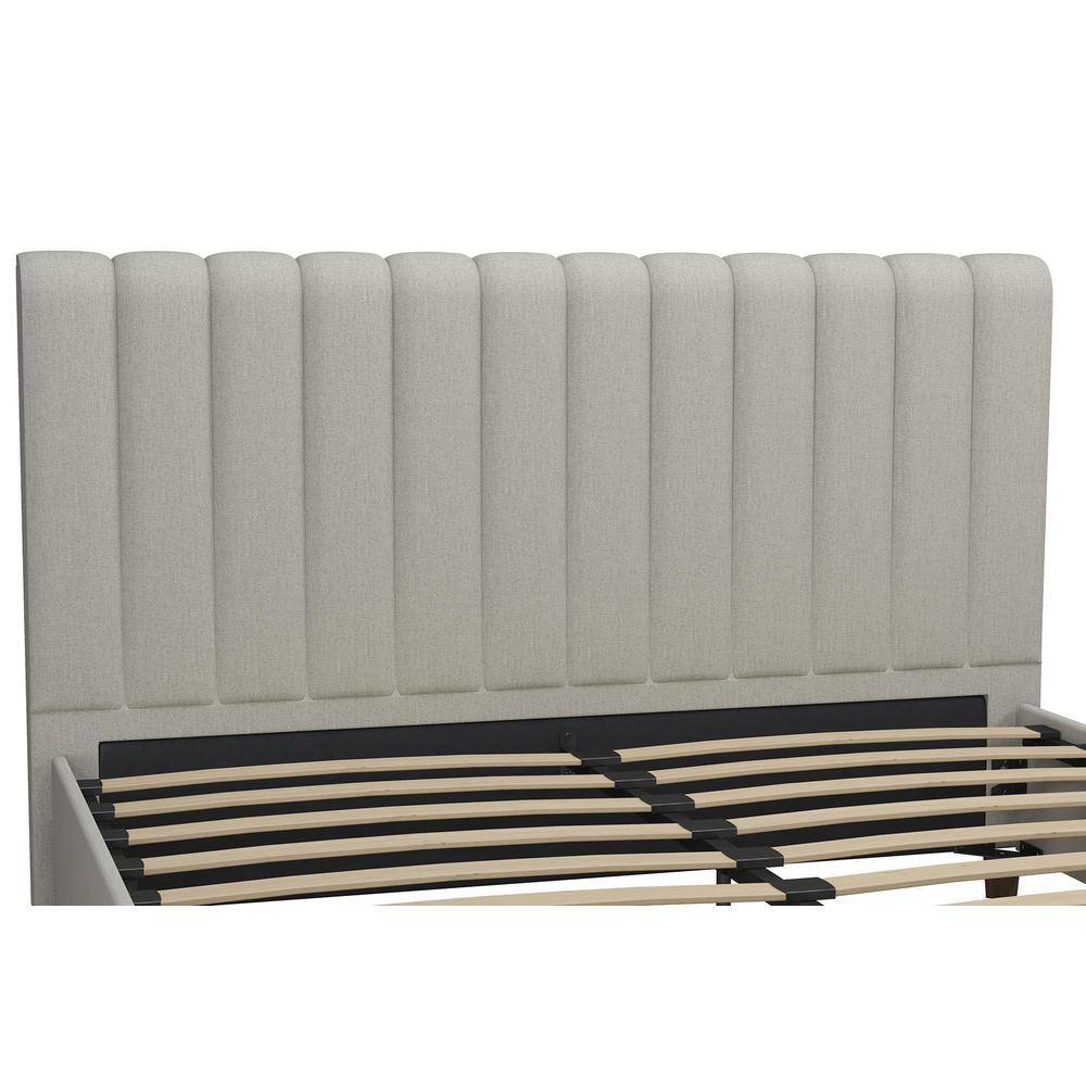 Elegant Queen Gray Linen Tufted Upholstered Bed with Wood Frame