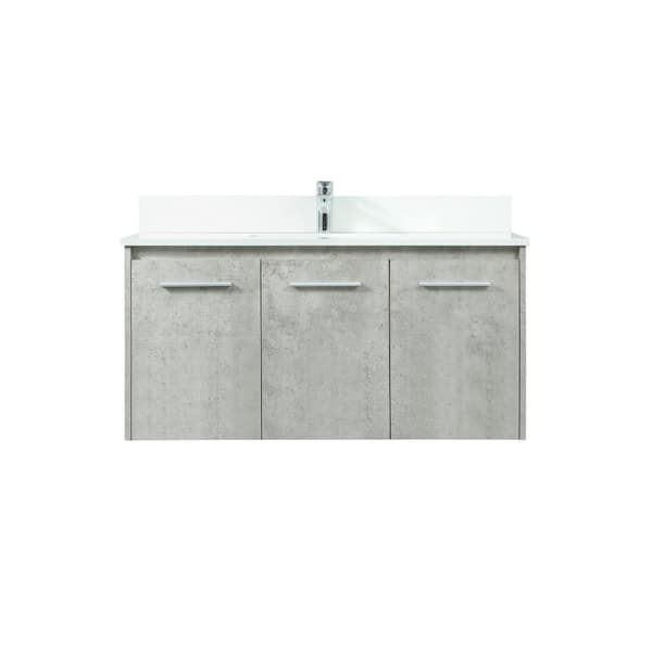 Unbranded Simply Living 40 in. W x 18 in. D x 19.7 in. H Bath Vanity in Concrete Grey with Ivory White Engineered Marble Top