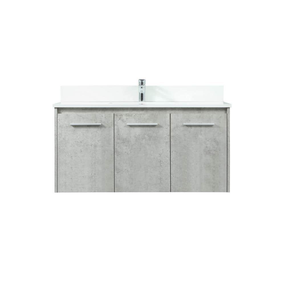 40 in. W Bath Vanity in Concrete Grey with Engineered Stone Vanity Top in I
