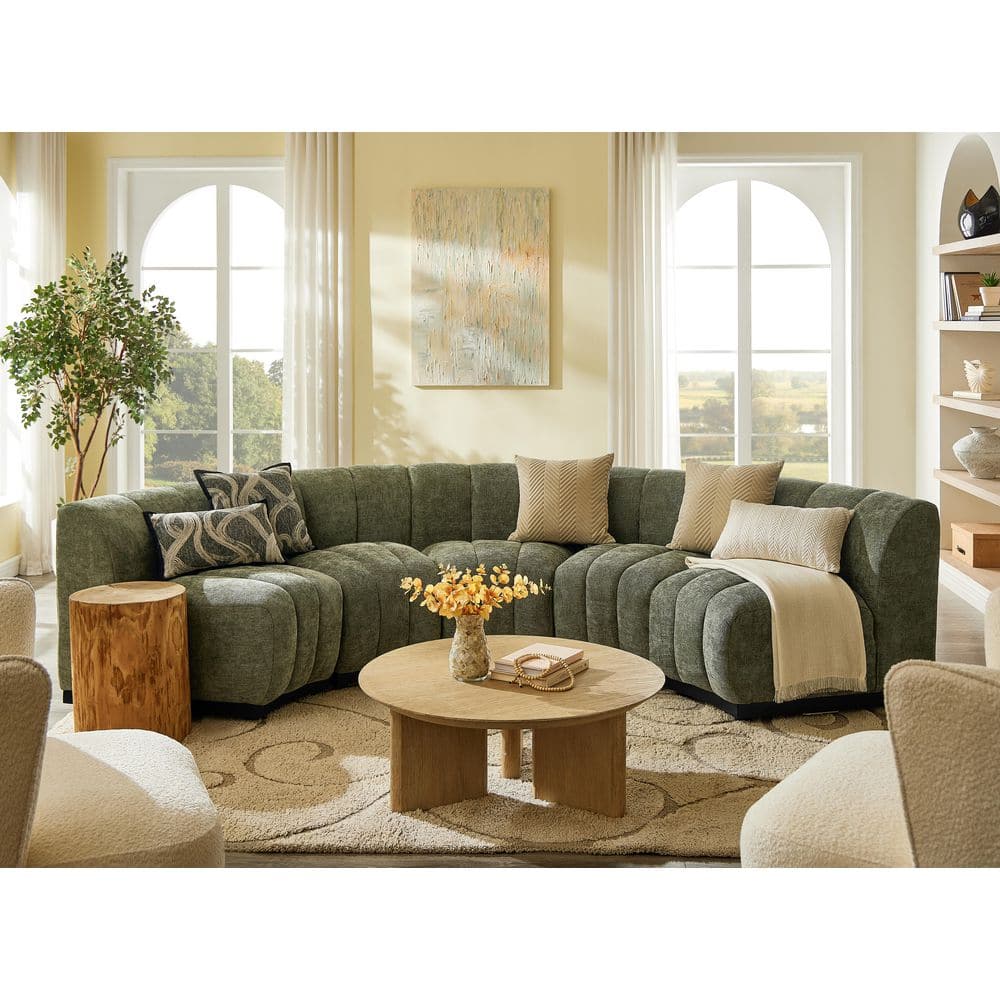 5-Piece 126 in. Armless Chenille Symmetrical Curved Modular Sofa Living Room Set in Moss Green price history on PriceWatchPro