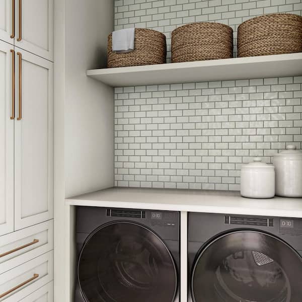 Artezen Ideal Gray 12 in. x 12 in. Glossy Ceramic Brick Joint Mosaic Wall Tile (9.96 sq. ft. /case)