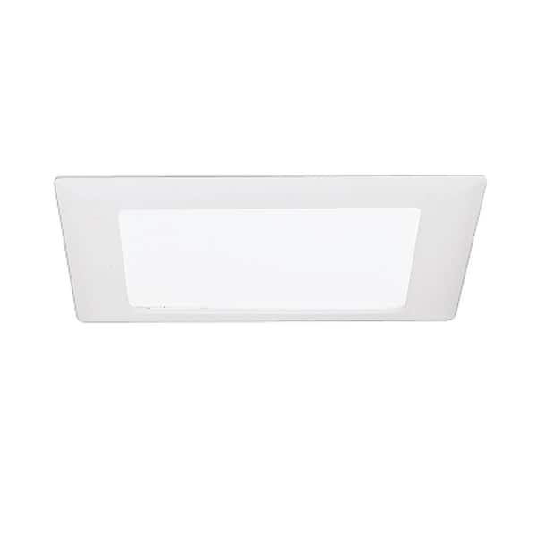 9 in. White Recessed Ceiling Light Square Trim with Glass Albalite Lens