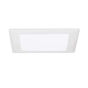 9 in. White Recessed Ceiling Light Square Trim with Glass Albalite Lens