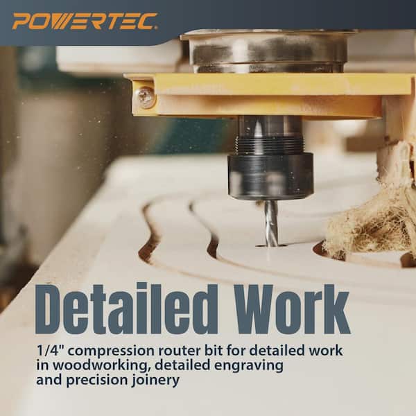 POWERTEC 1/4 in. x 1/4 in. Shank Up/Down Cut Compression Carbide