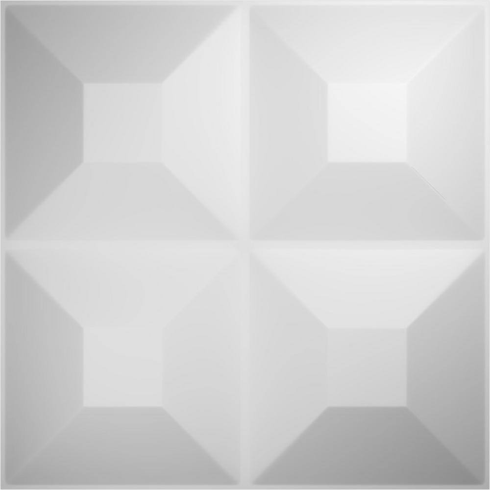 White Textured 3D PVC Decorative Wall Panel 19-5/8" x 19-5/8"