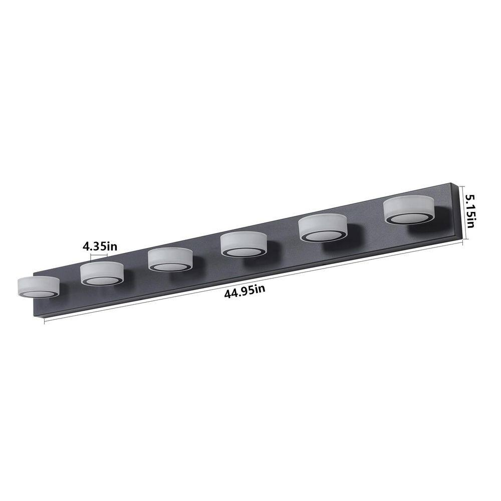 44.9 in. 6-Light LED Modern Black Bathroom Vanity Light with Dimmable 6000K Light and 180°Rotating Shade price history on PriceWatchPro