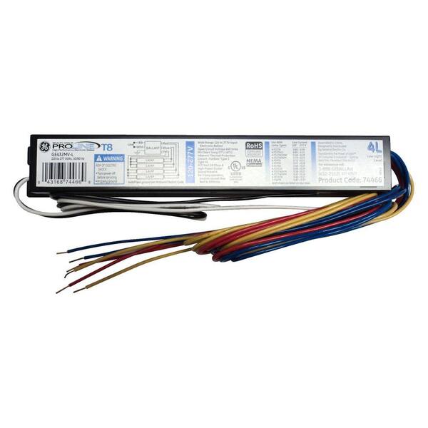GE 120 to 277-Volt Electronic Low Power Factor Ballast for 4 ft. 4-Lamp T8 Fixture (Case of 10)
