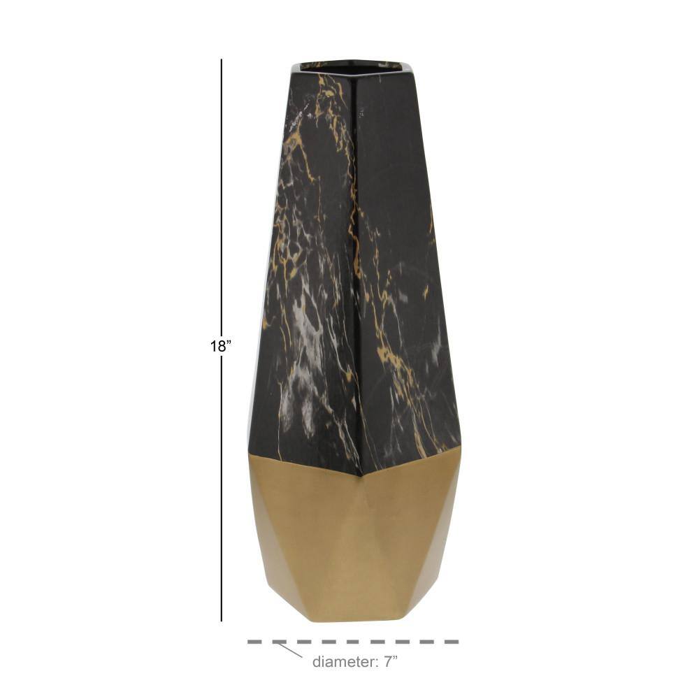 Dark Gray Faux Marble Ceramic Bud Vase 18" x 8"