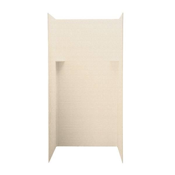 Swanstone Geometric 36 in. x 36 in. x 72 in. 3-Piece Easy Up Adhesive Shower Wall Kit in Tahiti Sand