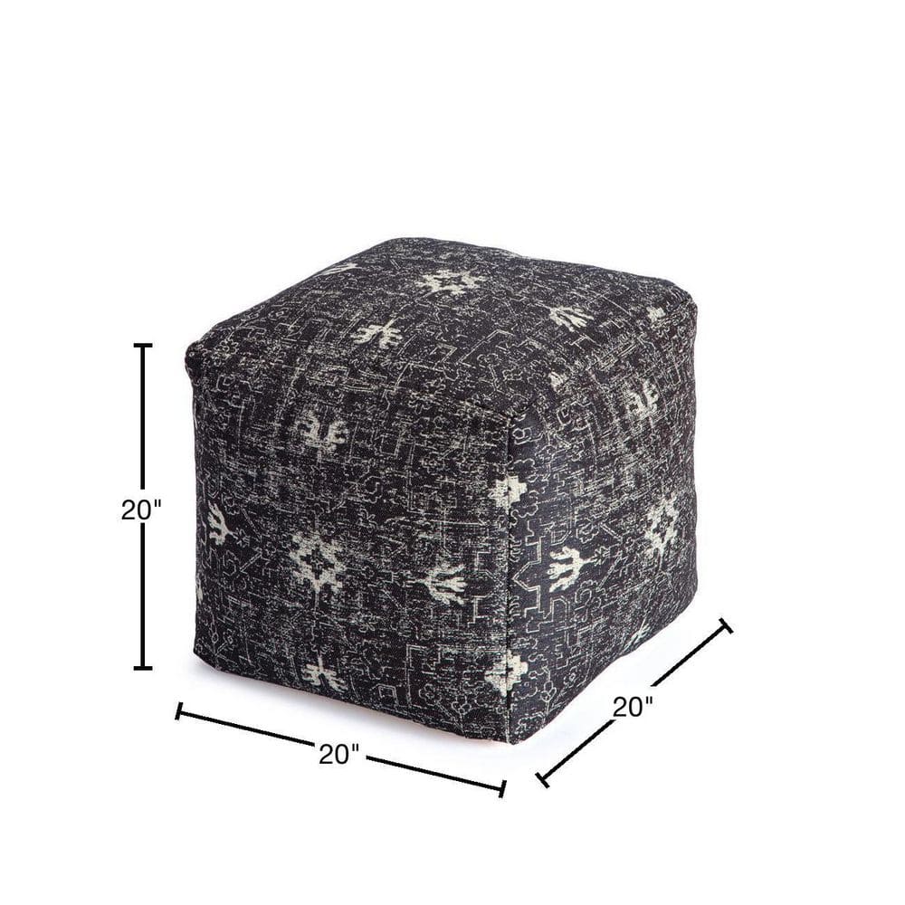 Tamarindo 21'' Handcrafted Black & White Jacquard Pouf