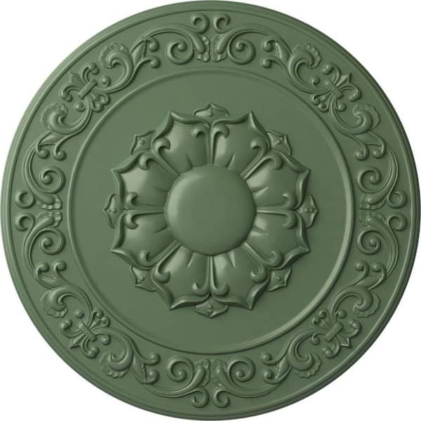 Ekena Millwork 27-3/4" x 2" Sydney Urethane Ceiling (Fits Canopies up to 5-3/4"), Hand-Painted Athenian Green