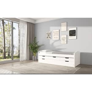Joseph White Twin Solid Wood Daybed with 3-Drawer Storage Twin Trundle