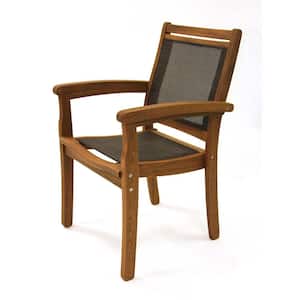 Stackable Eucalyptus and Sling Outdoor Dining Chair