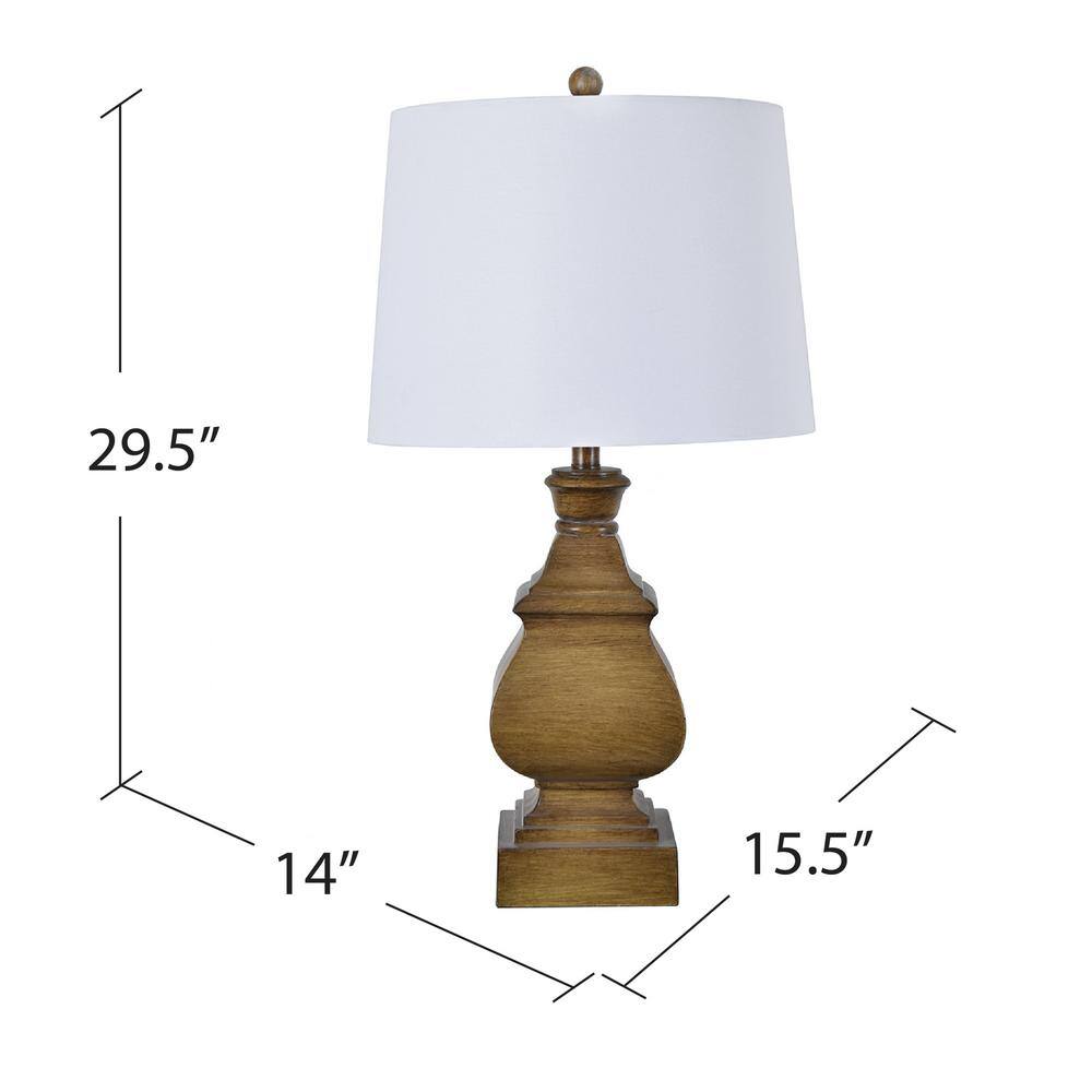 Georgia 29" Brown Resin Table Lamp with White Shade