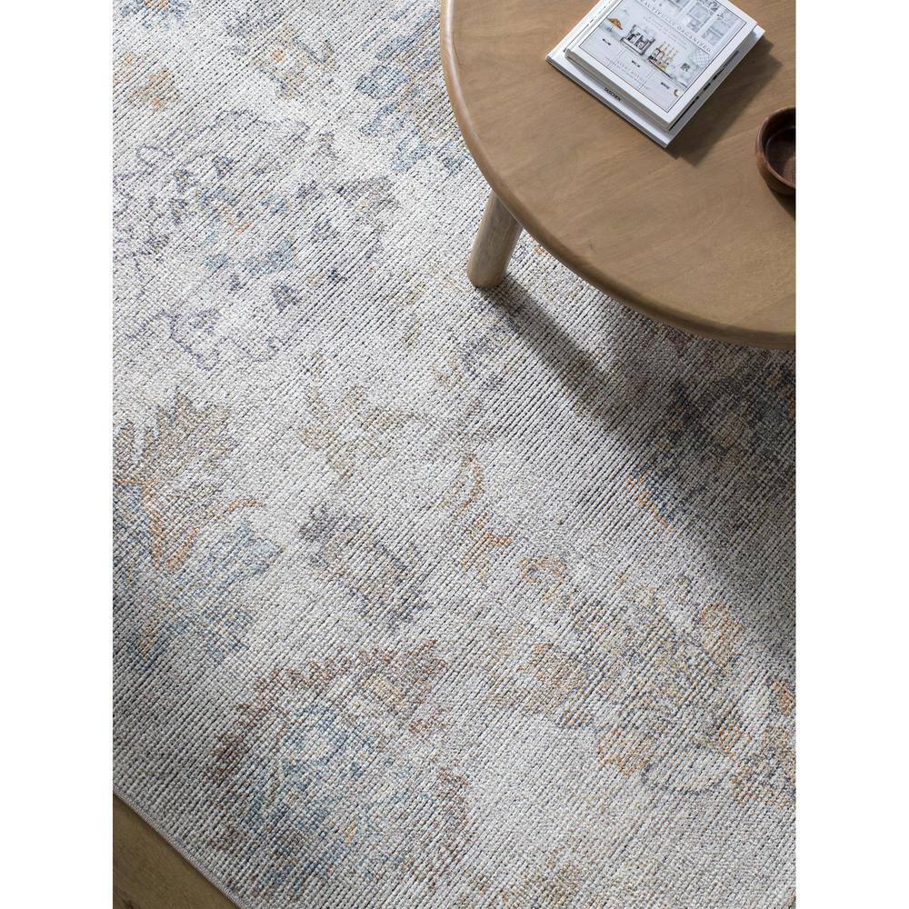 Light Gray Synthetic Hand-Knotted 5' x 7' Area Rug