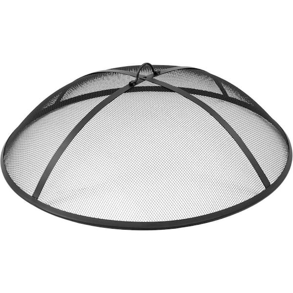 Unbranded 30 in. Outdoor Round Fire Pit Spark Screen Cover Ember Lid with Handle in Black