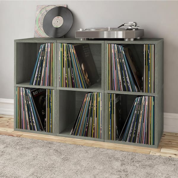 Way Basics Grey 2-Shelf Record and LP Album Storage Shelf BS-SCUBE-2-GY - The Depot