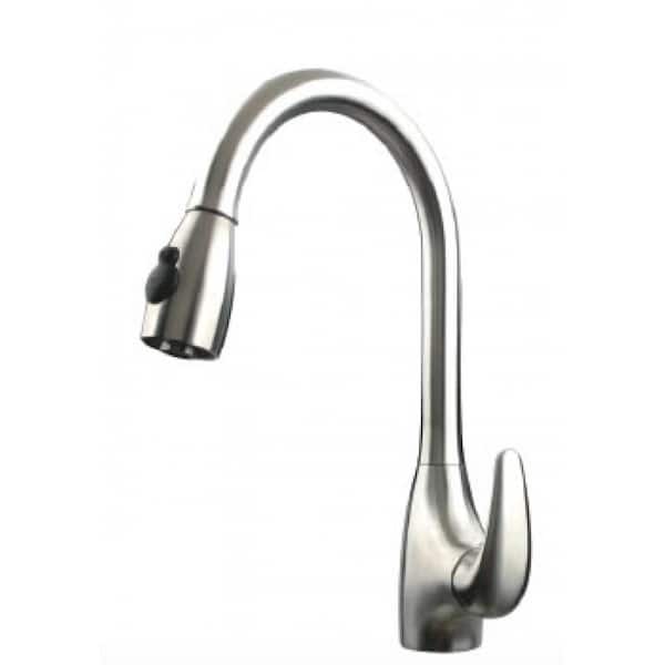 Unbranded Single Handle Deck Mounted Standard Kitchen Faucet with Deckplate Included in Brushed Stainless