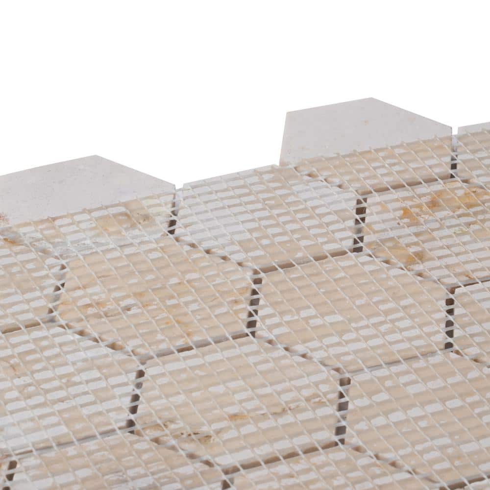 Beige Hexagon Marble Polished Mosaic Tile 12x12