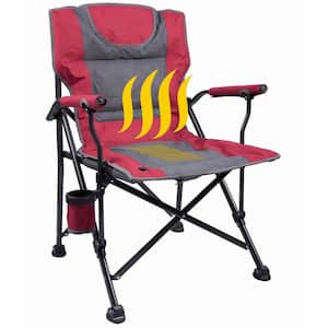 Red Polyester Heated Camping Chair