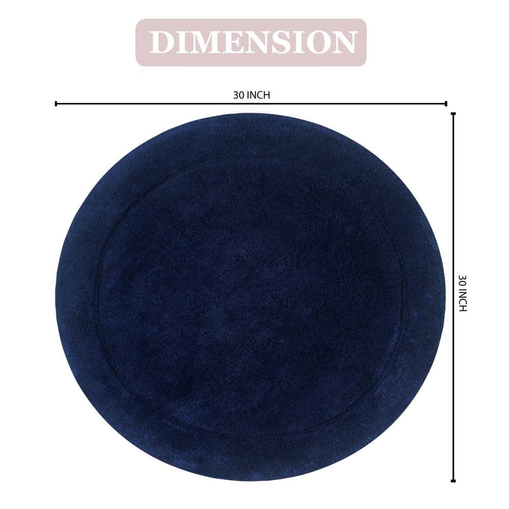 Luxurious Navy Cotton Tufted 30" Round Bath Rug