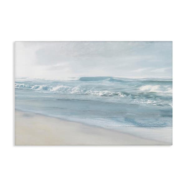 Calm Blue Beach Waves by Mike Calascibetta Unframed Coastal Graphic Art Print 30 in. x 45 in.